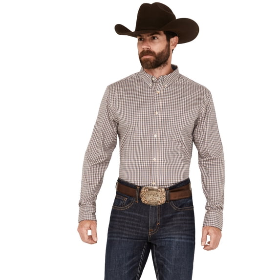 Cody James Men's Rowdy Plaid Print Long Sleeve Button-Down Western Shirt Tall - CJFA23W76-TAN-T XX- Tall