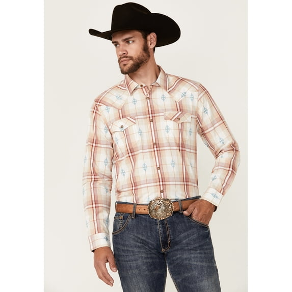 Cody James Men's Samba Plaid Print Long Sleeve Snap Western Shirt Tall - CJSU24W90-T RD Tall
