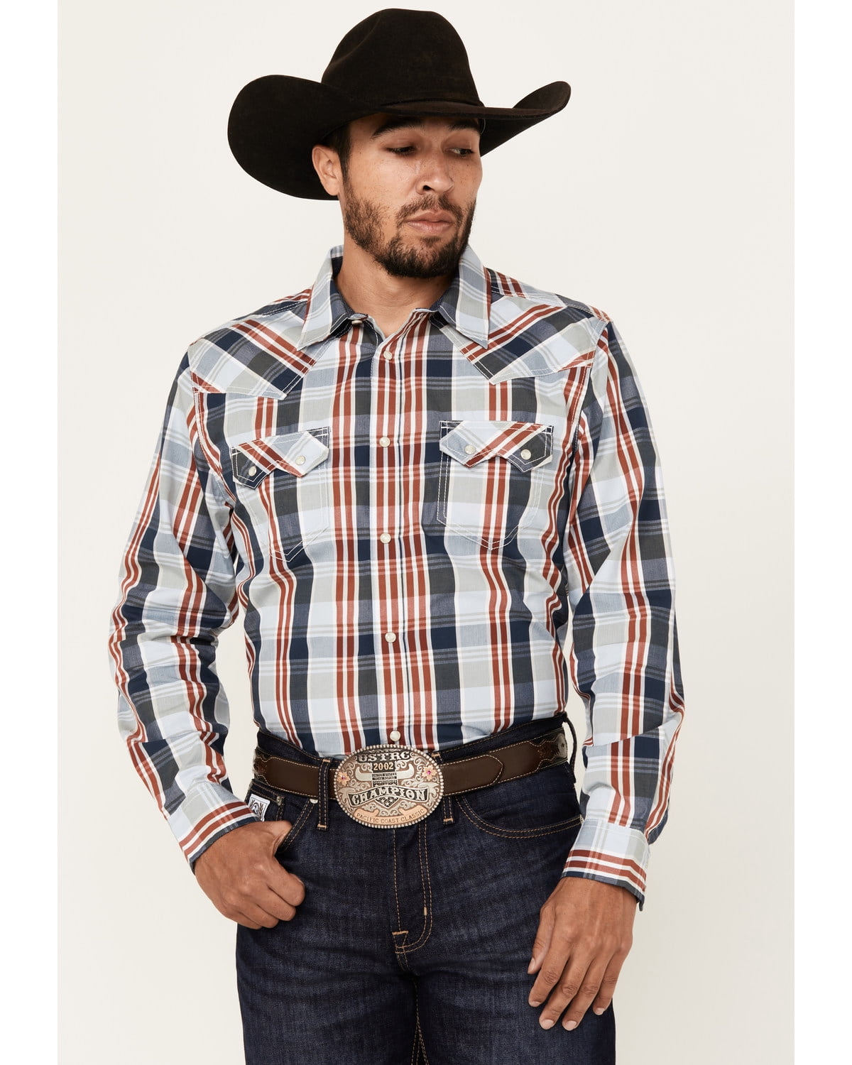 Ltbl Color Cody James Men's Men'S Simple Life Plaid Print Long Sleeve Snap Western ...