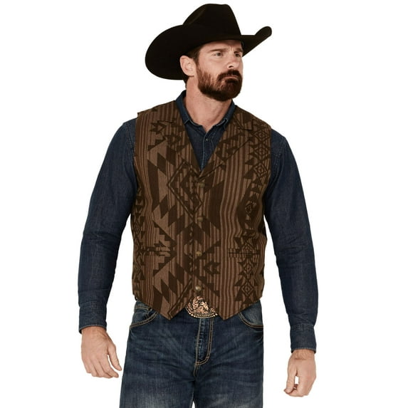 Cody James Men's Southwestern Print Jacquard Vest - CJSP24V15-BRN X-