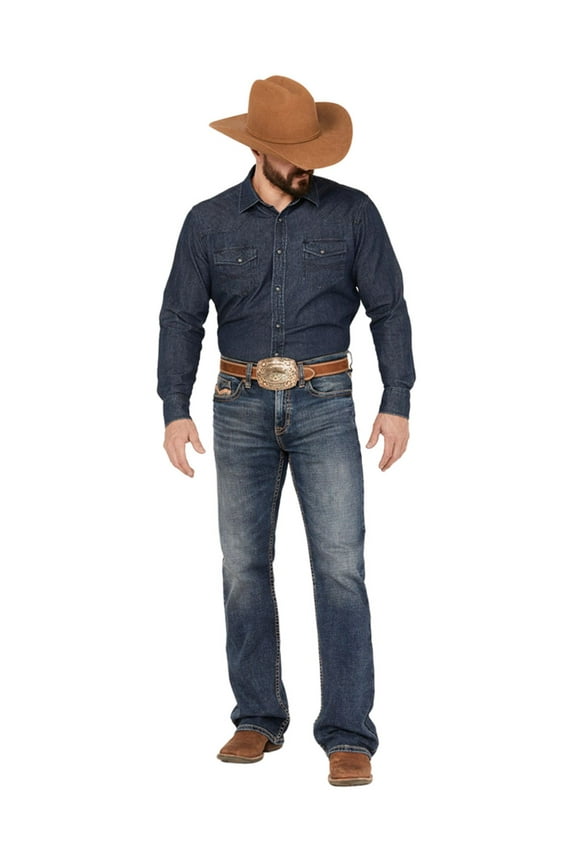 Men's Stonewall Wash Wyatt Slim Bootcut Stretch Denim Jeans - CJSP23J76-DKW 32W x 34L US