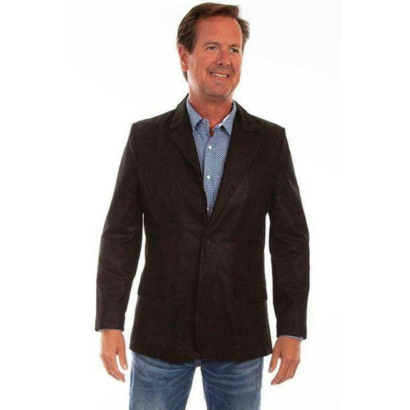 Scully Men's Western Leather Suede Sport Coat Blazer, Black, 52