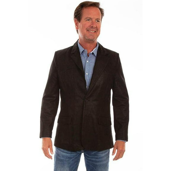 Scully Men's Western Leather Suede Sport Coat Blazer, Black, 40L