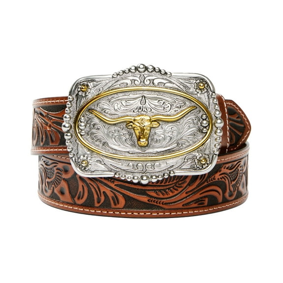 Cody James Men's Tooled Longhorn Buckle Belt - BLT242-20 34