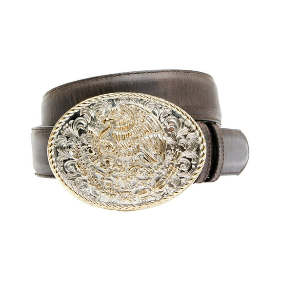 Cody James Men's Two-Tone Mexican Eagle Buckle Belt Brown 46