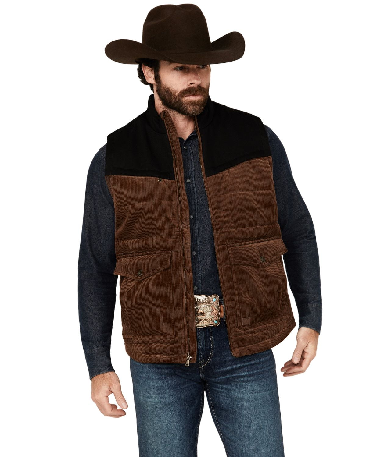 Cody James Men's Waren Corduroy Puffer Vest CJFA22V33-BRN