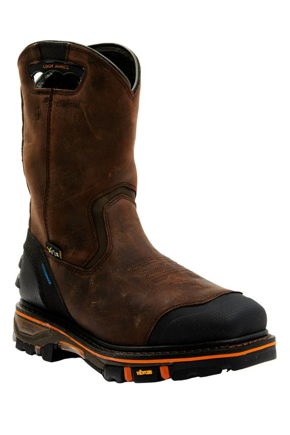 Men's Waterproof Met Guard Western Work Boot Composite Toe Brown 12 D(M) US