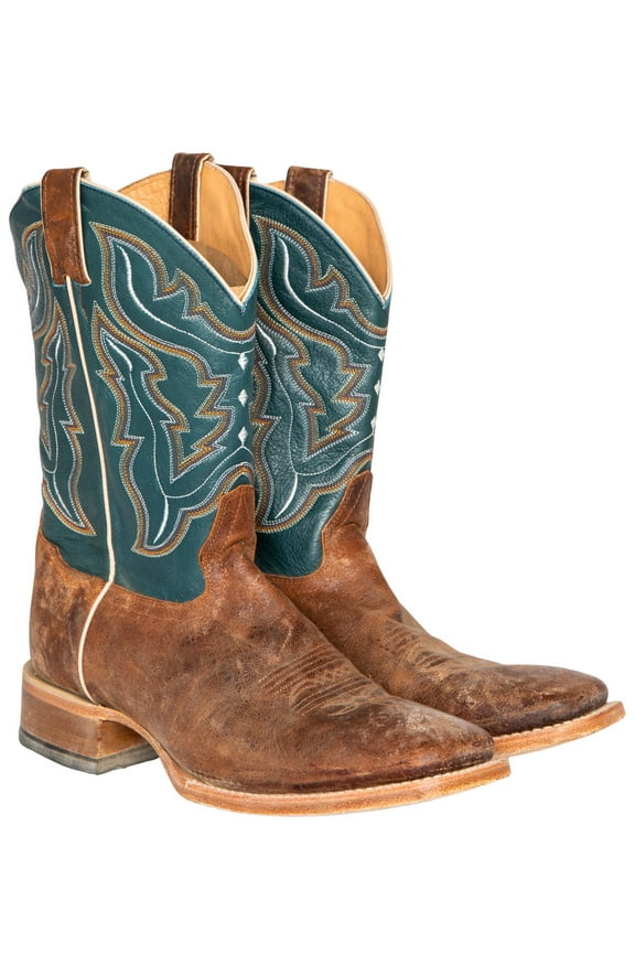 Men's Western Boot Broad Square Toe Navy 10 1/2 EE  US