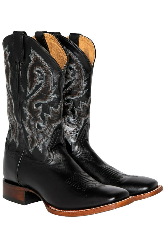 Men's Westley Stockman Boot Broad Square Toe Black 12 EE  US
