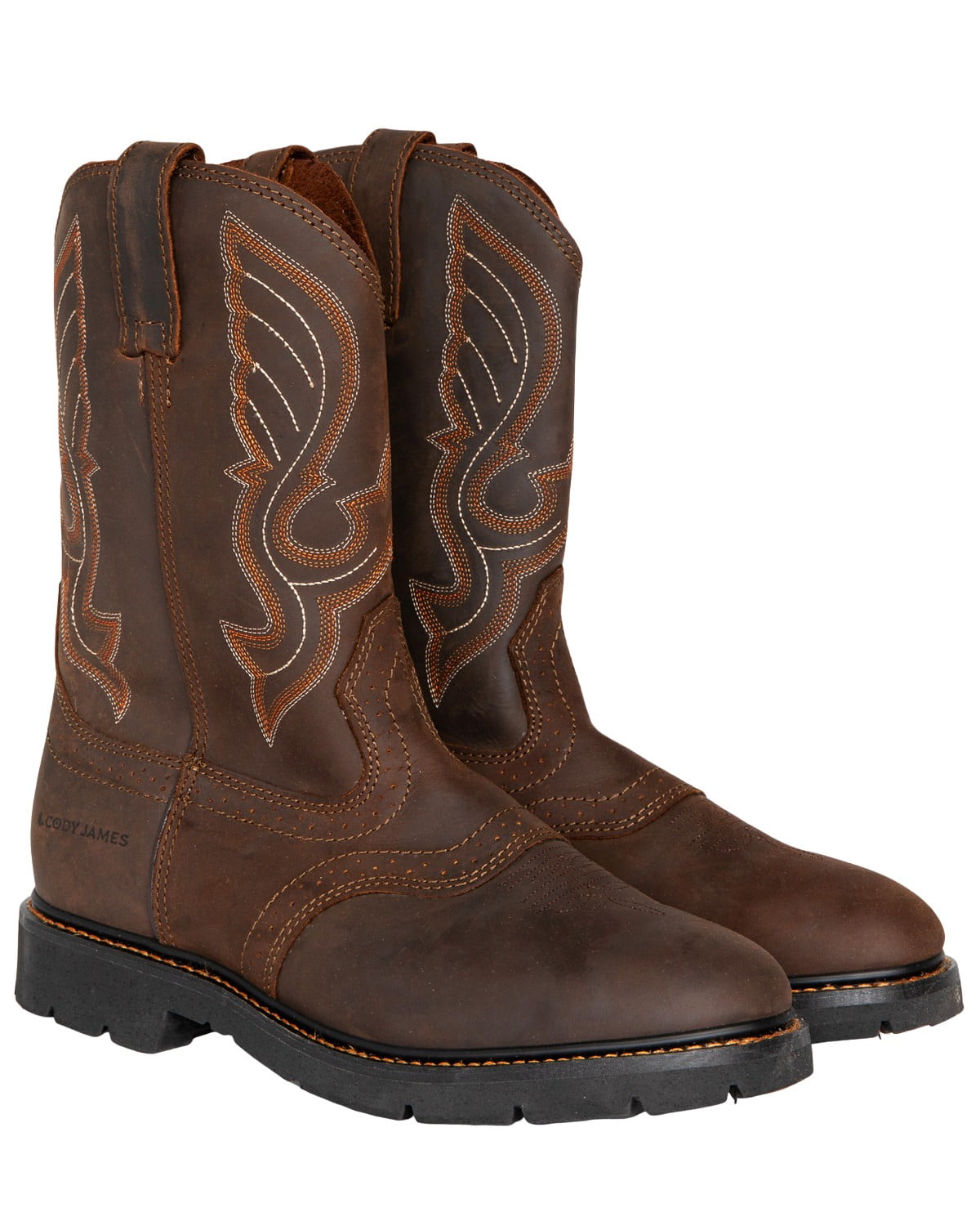 Cody James Men s Mustang Western Pull On Work Boot Soft Toe Brown 9.5 EE US Walmart