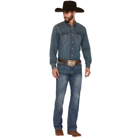 Cody James Men's Wolfstooth Wash Duke Relaxed Bootcut Stretch Denim Jeans - CJSP20J02-MDW 36W x 30L  US