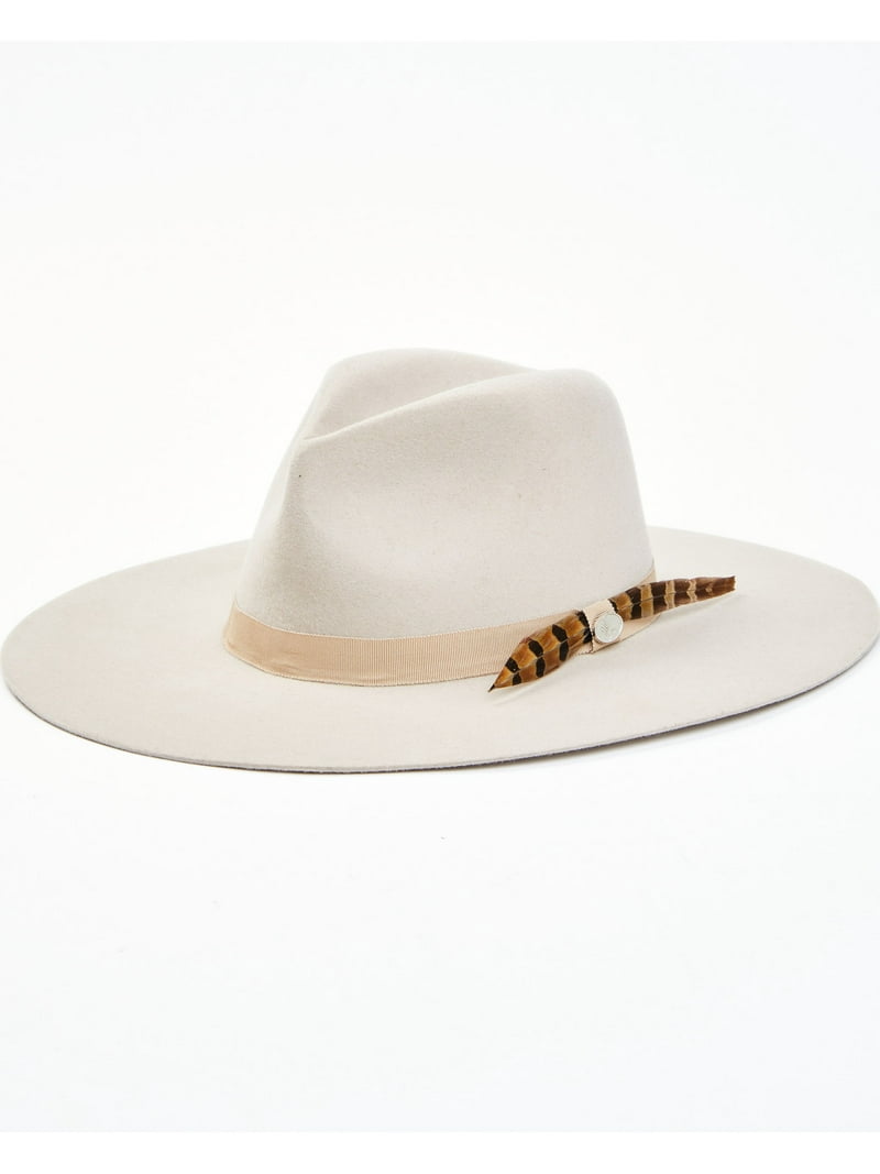 White Fashion Wool Collection Pinched Front Hat Vintage Vogue Collection: White Small Felt Band 2 ¼ main image 3