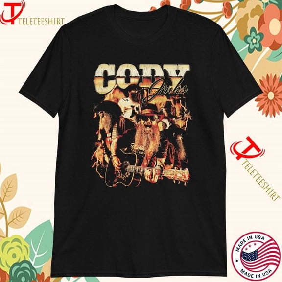 Cody Jinks Guitar Collage T-shirts,Black Color,Size M