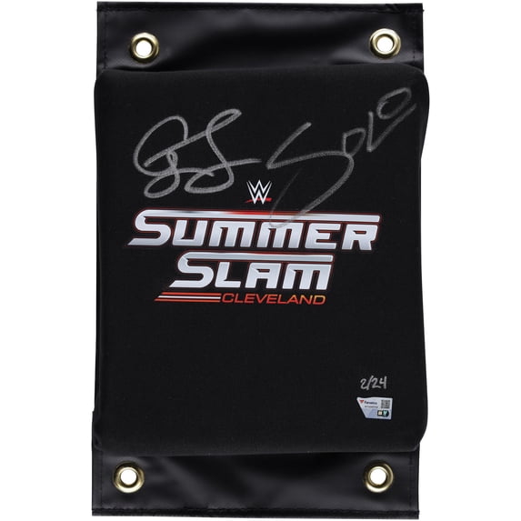 Cody Rhodes & Solo Sikoa Autographed 2024 SummerSlam Event Logo Turnbuckle Corner Pad - Limited Edition of 24 - Fanatics Authentic Certified