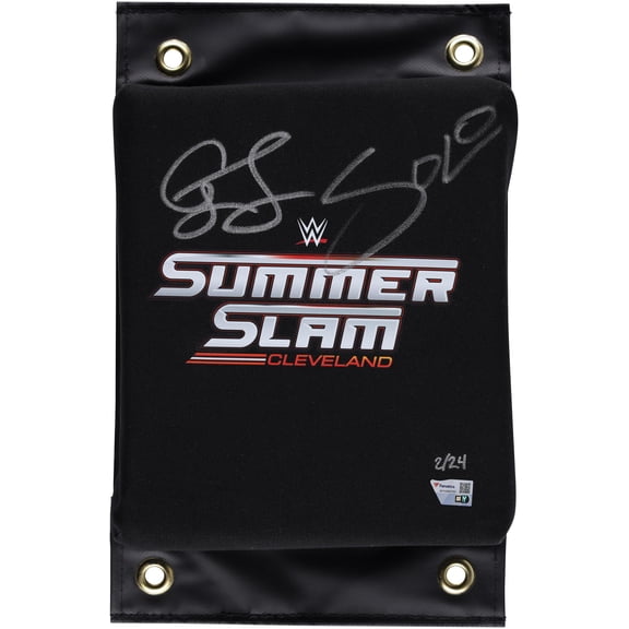 Cody Rhodes & Solo Sikoa Autographed 2024 SummerSlam Event Logo Turnbuckle Corner Pad - Limited Edition of 24 - Fanatics Authentic Certified