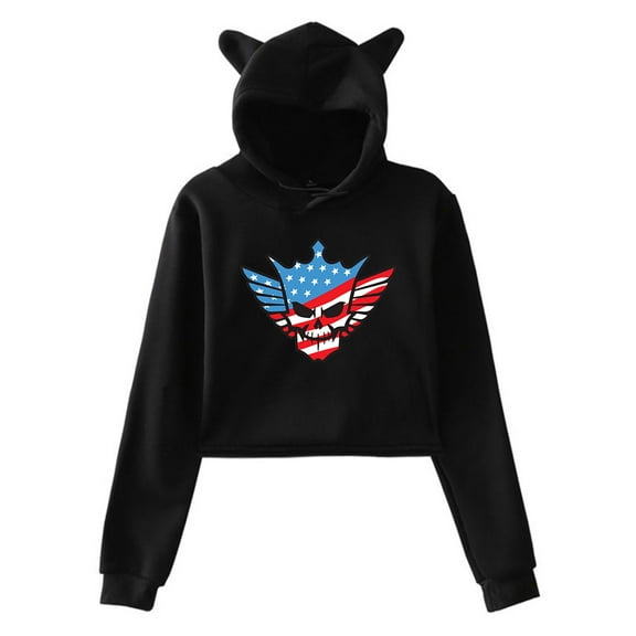 Cody Rhodes Victory Hoodie Cat Ears Hooded Sweatshirt Long Sleeve Crop Top Women's Clothes