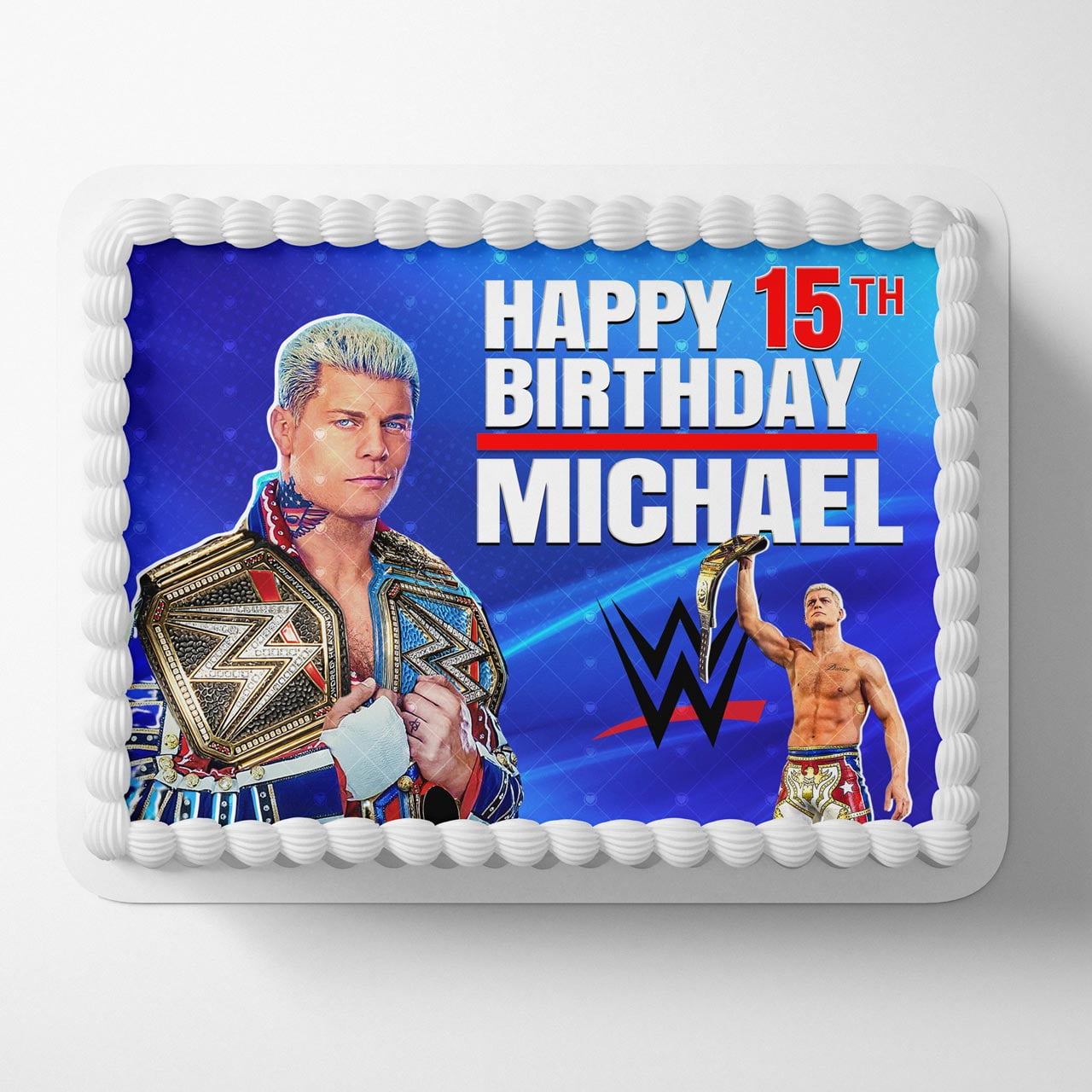 Cody Rhodes WWE SmackDown Edible Icing Cake Wrap Cake Image Icing Sugar Sheet Edible Cake Images 1/4 Sheet