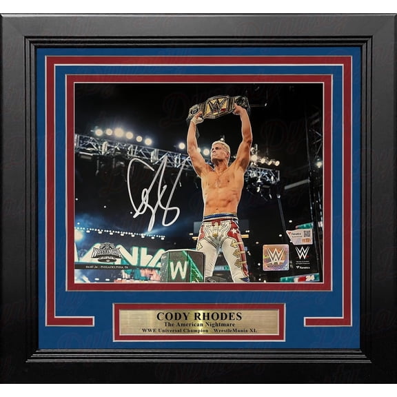 Cody Rhodes WrestleMania XL Championship Celebration Autographed 8" x 10" Framed WWE Wrestling Photo - Fanatics Authenticated