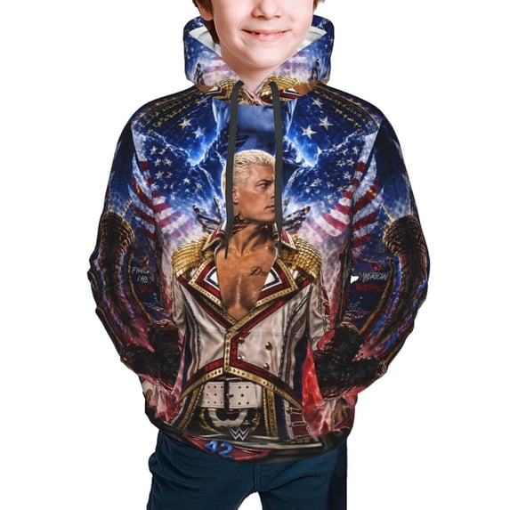 Cody W-W-E Rh-Odes Kids' Hoodie 3d Print Sweatshirt Soft Pullover Hooded With Big Pockets For Boys Or Girls Medium