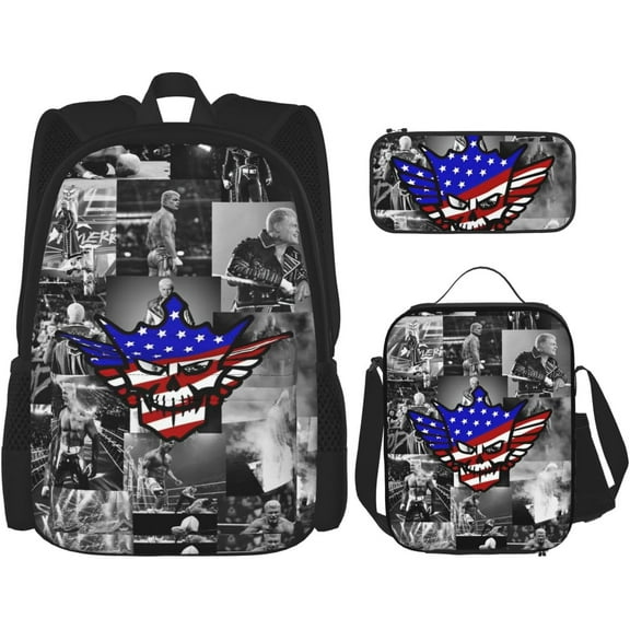 Cody Wrestler Rhodes Backpack 3 Pieces Set With Lunch Bag And Pencil Case Combination for Work/Sport/Picnic Portable Laptop Backpack Travel Daypack Stationery Bag