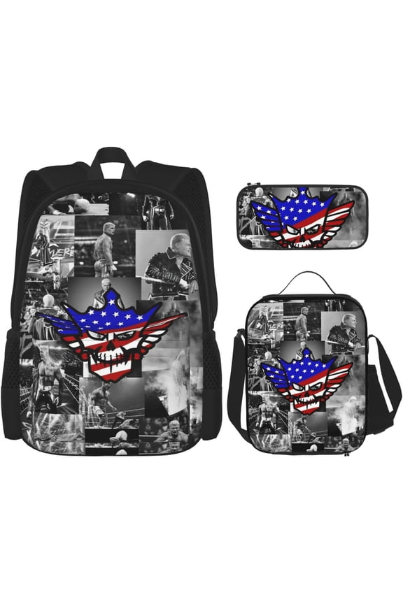 Cody Wrestler Rhodes Backpack 3 Pieces Set With Lunch Bag And Pencil Case Combination for Work/Sport/Picnic Portable Laptop Backpack Travel Daypack Stationery Bag