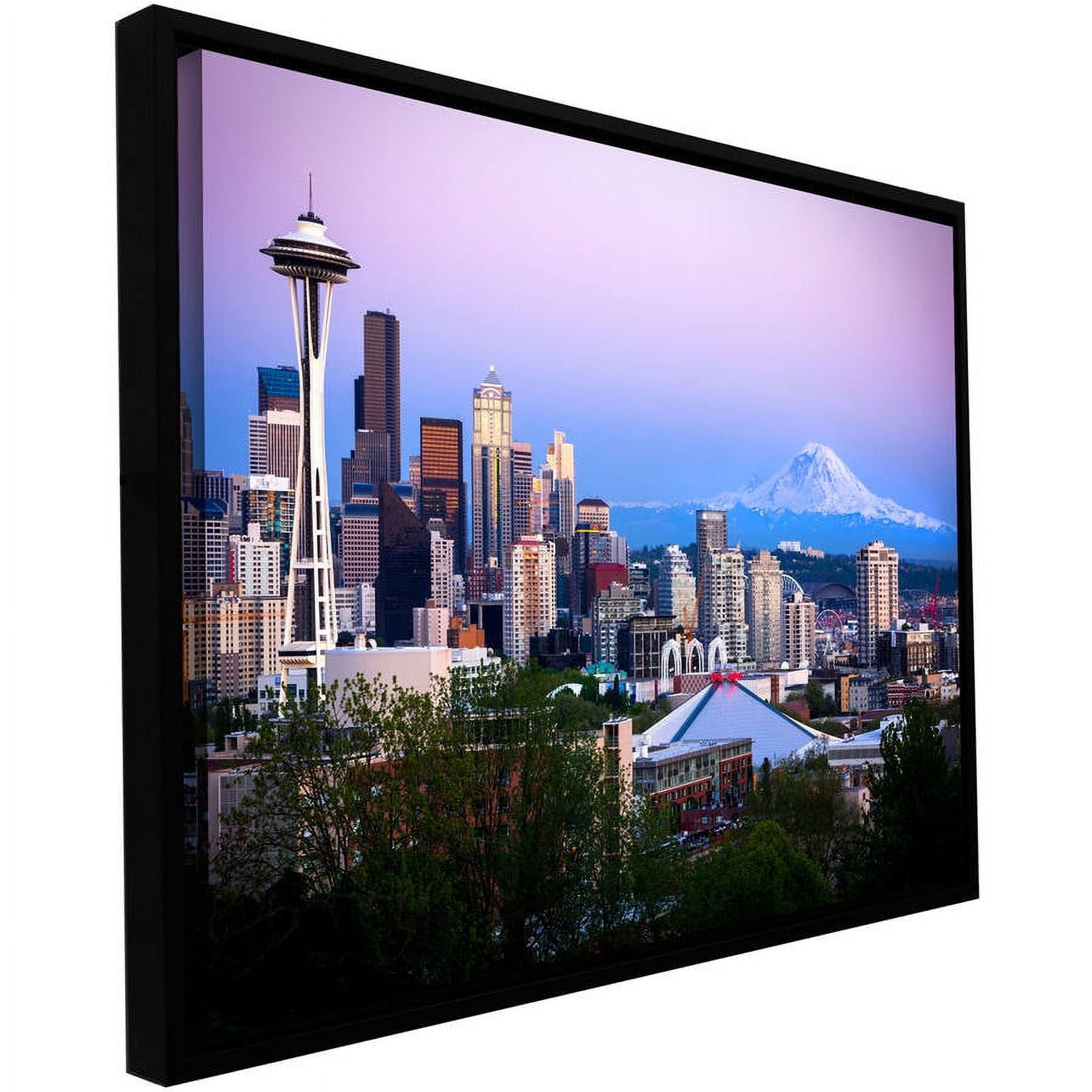 Cody York "Seattle And Mt. Rainier 2" Floater Framed Gallery-Wrapped Canvas