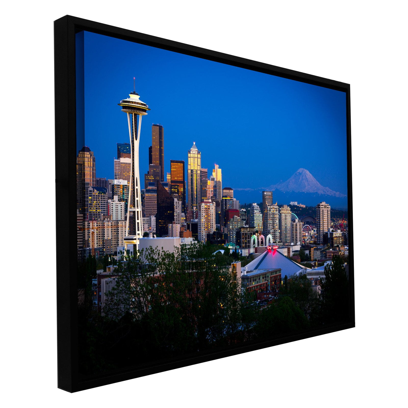 Cody York "Seattle And Mt. Rainier" Floater-Framed Gallery-Wrapped Canvas