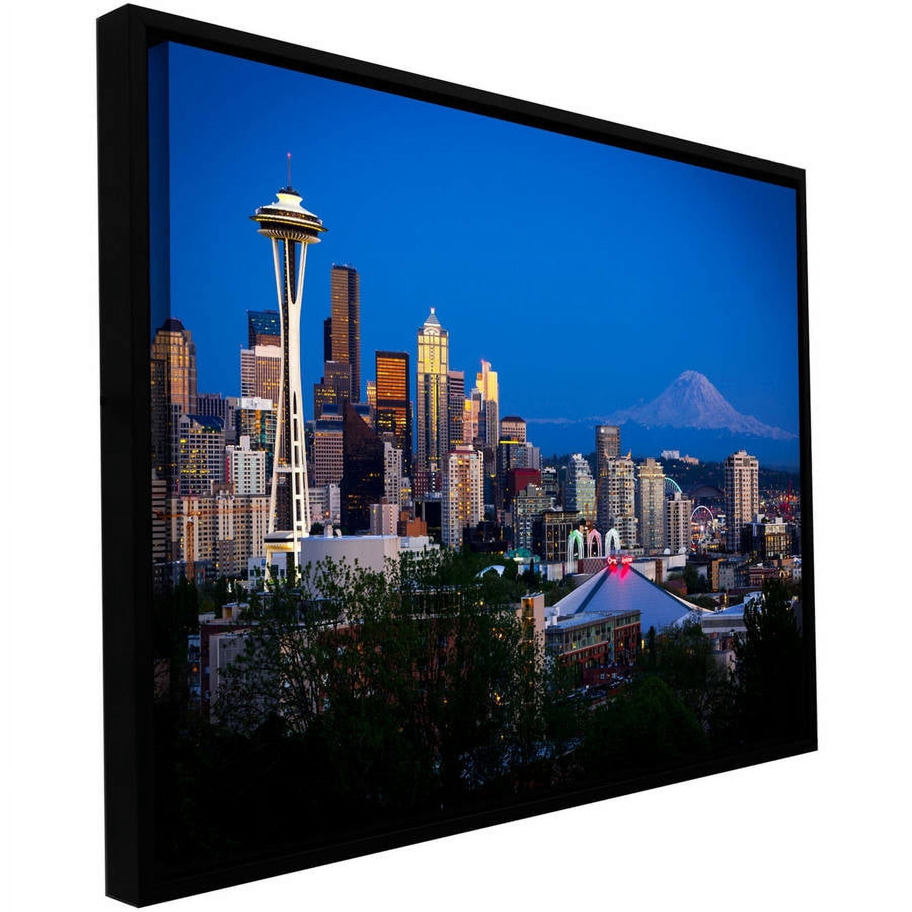 Cody York "Seattle And Mt. Rainier" Floater-Framed Gallery-Wrapped Canvas