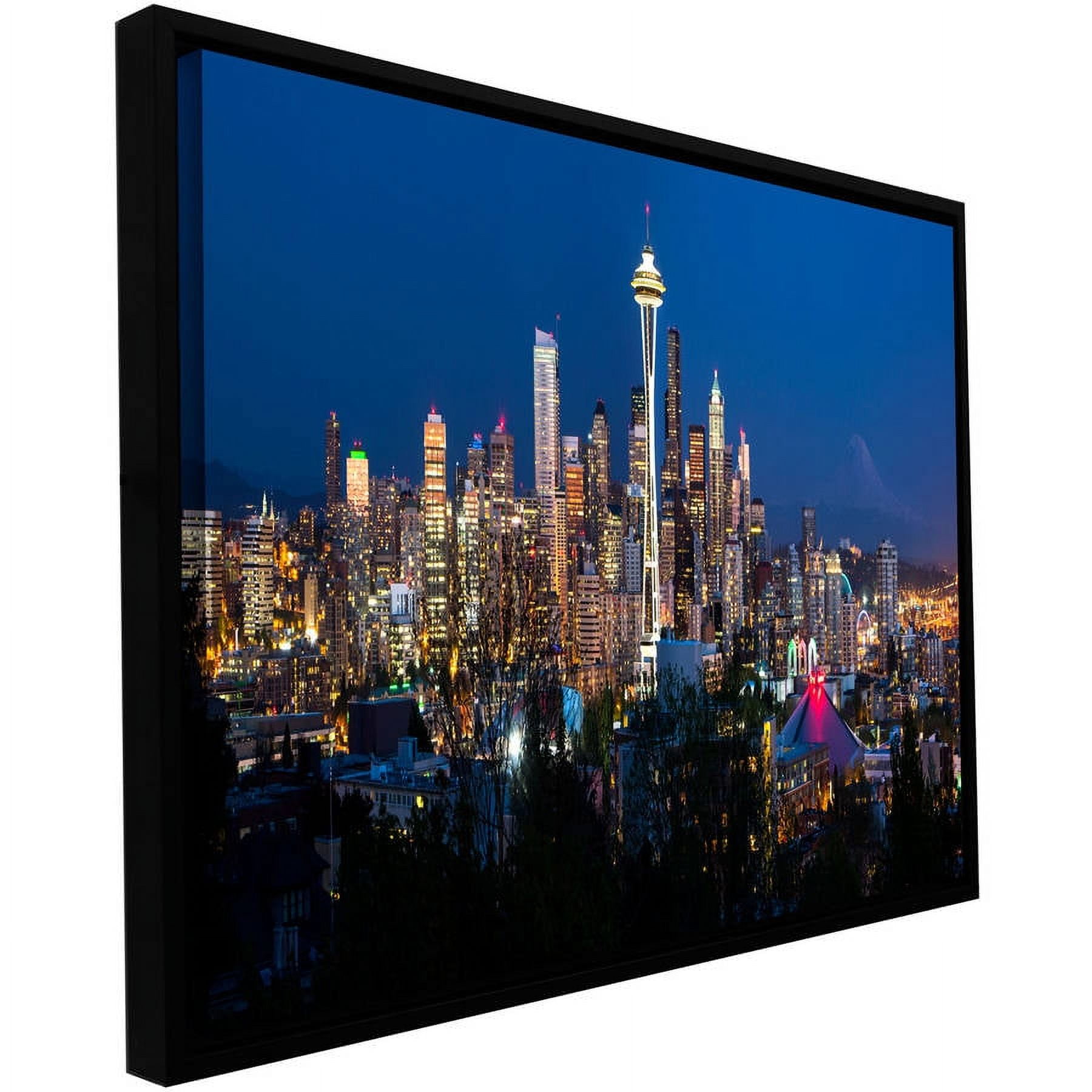 Cody York "Seattle Nighttime Pano" Floater-Framed Gallery-Wrapped Canvas