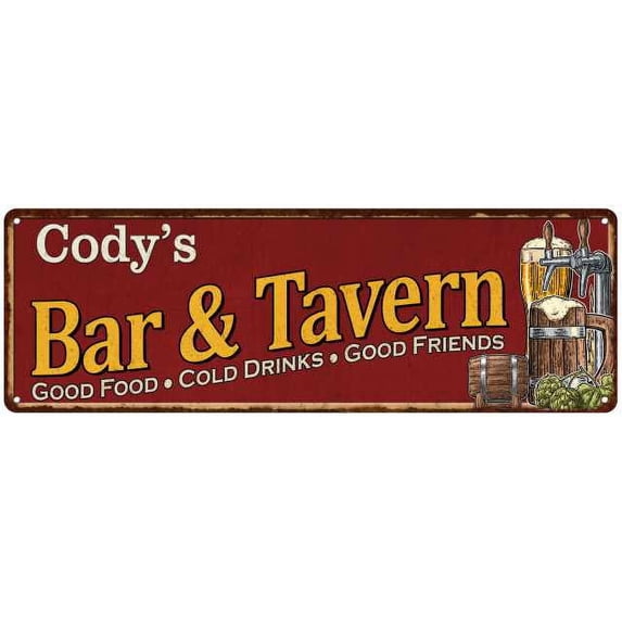 Cody's Bar and Tavern Red Chic Sign Man Cave Decor Gift 6x18 206180002047