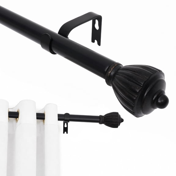 Codyrod Metal Curtain Rods for Windows 32-120 inch, 65-pound Load-bearing Adjustable Curtain Rod Set with Brackets for Outdoor Bedroom and Living Room, Black