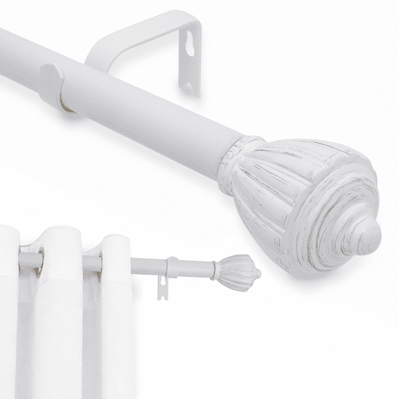 Codyrod Metal Curtain Rods for Windows 32-120 inch, 65-pound Load-bearing Adjustable Curtain Rod Set with Brackets for Outdoor Bedroom and Living Room, White