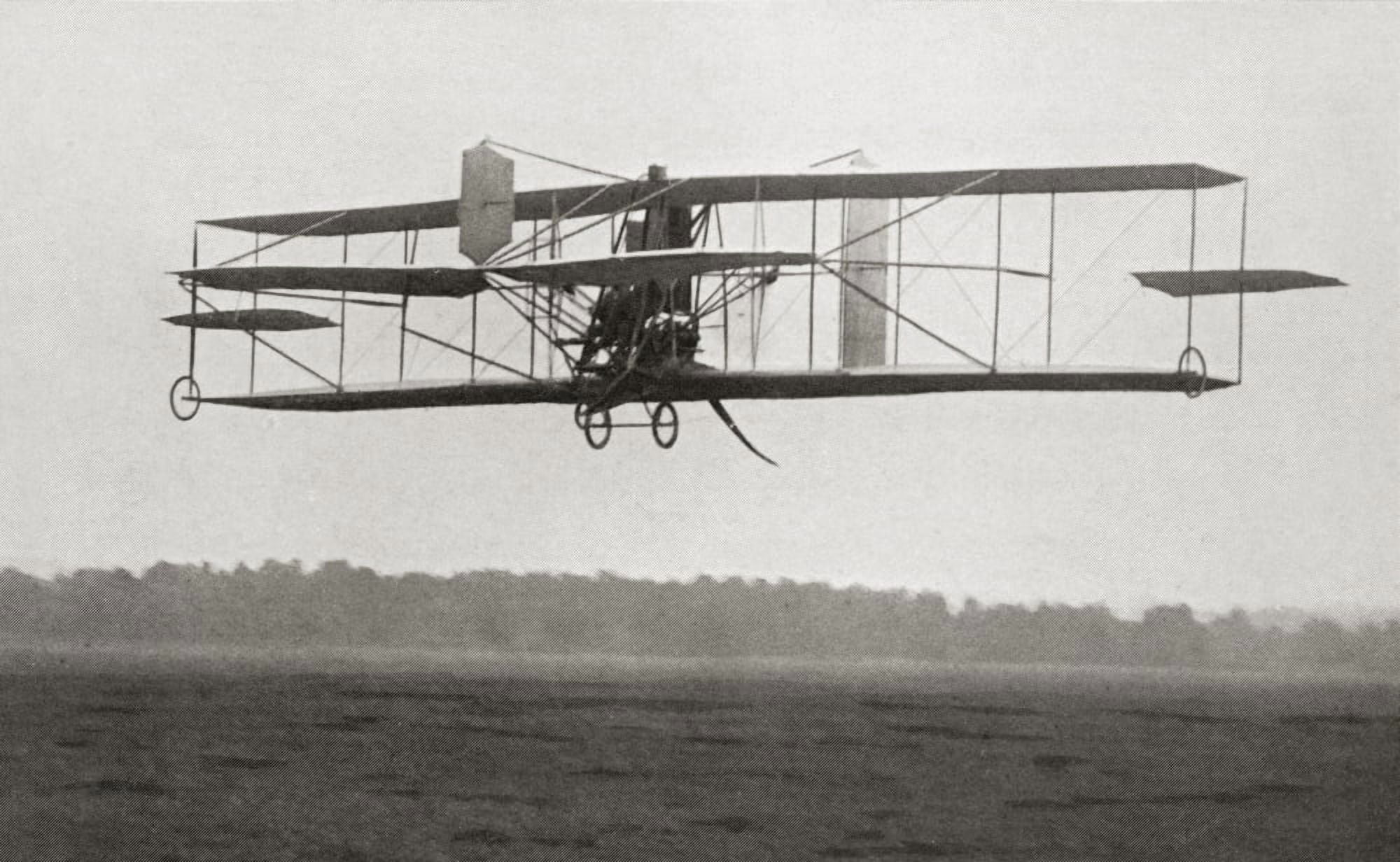 Codys Biplane In The Air In 1909 Samuel Franklin Cowdery Later Known As Samuel Franklin Cody 1867 Canvas Art - Ken Welsh Design Pics (36 x 22)