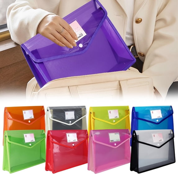 CoeLiving Plastic File Folder, Clear Poly Envelopes Folders for Documents, Letter A4 Size Document Organizer with Label Pocket, Work Projects Storage, 1 Pack