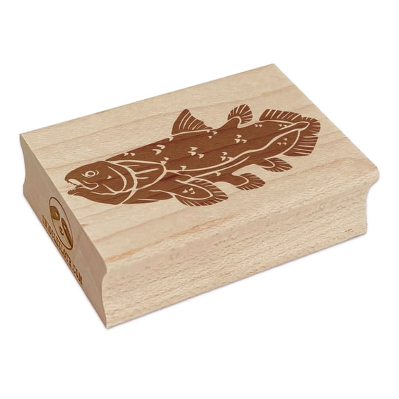 Coelacanth Prehistoric Fish Living Fossil Rectangle Rubber Stamp Stamping Scrapbooking Crafting - Large 2.5in