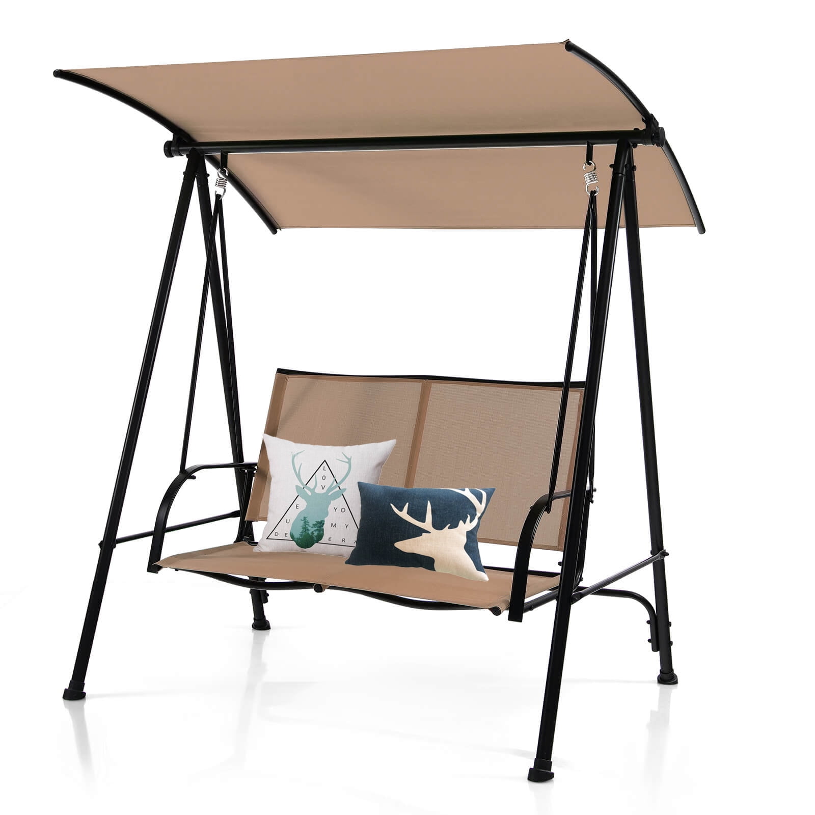 Coelon Patio Canopy Swing Bench 2seat Outdoor Swing with Adjustable Canopy