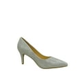 thumbnail image 1 of Coen-s Women's Fashion Comfort Pointed Toe Low Heel Pump Dress Shoes (Silver, 7), 1 of 3