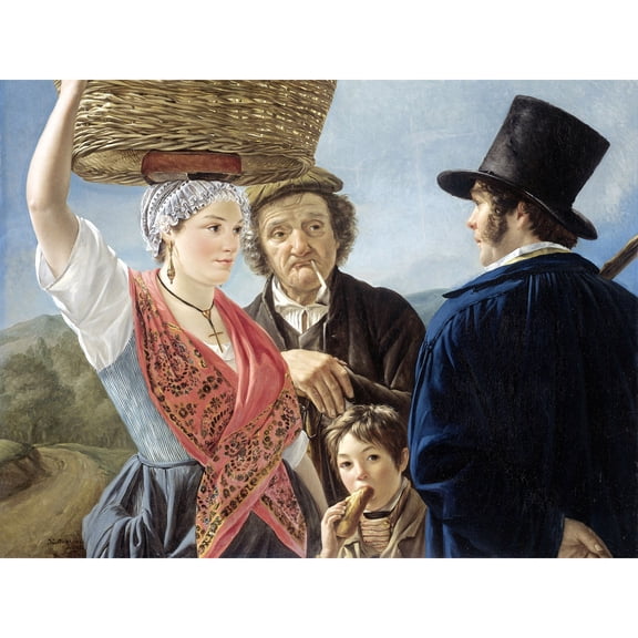 Coene Market Gossip Woman Child Men Painting Extra Large XL Wall Art Poster Print