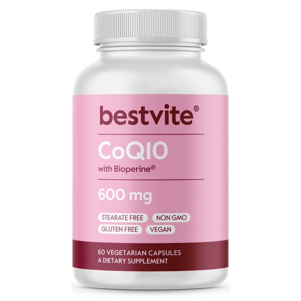 Coenzyme CoQ10 600mg with Bioperine (60 Vegetarian Capsules) - Naturally Fermented - No Fillers - No Stearates - Vegan - Gluten Free - Non GMO