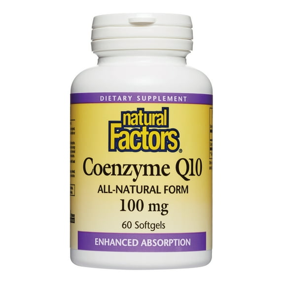 Natural Factors, Coenzyme Q10 100mg, CoQ10 Supplement for Energy, Heart and Antioxidant Support, 60 Softgels