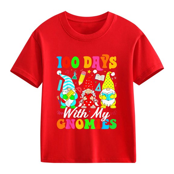 Coerni 100 Days Of School Letter Graphic Shirt for Toddler Boys Girls, Kids Happy 100th Day School Soft Cotton Tee Tops