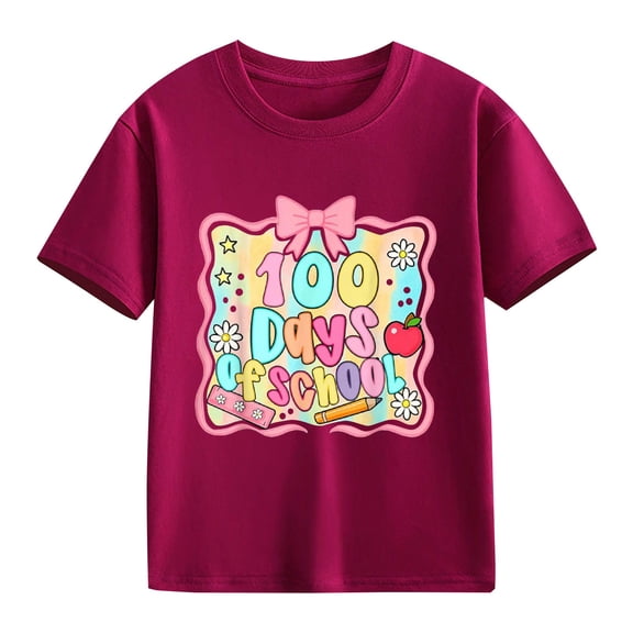 Coerni 100 Days of School Shirt Kids, Boys Girls Toddler Cute 100th Day of School T-Shirt, Kindergarten 100 Day Crewneck Tops