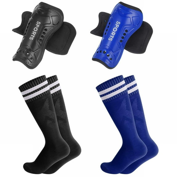 Coerni 2 Pairs Soccer Socks With 2 Pairs Kids Soccer Guards Big Girls No Show Socks