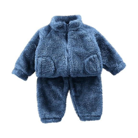 Coerni 2 Piece Toddler Boys Girls' Winter Fleece Outfits Warm Fleece Zipper Sweatshirt Jacket Tops Pants Clothes Outfits