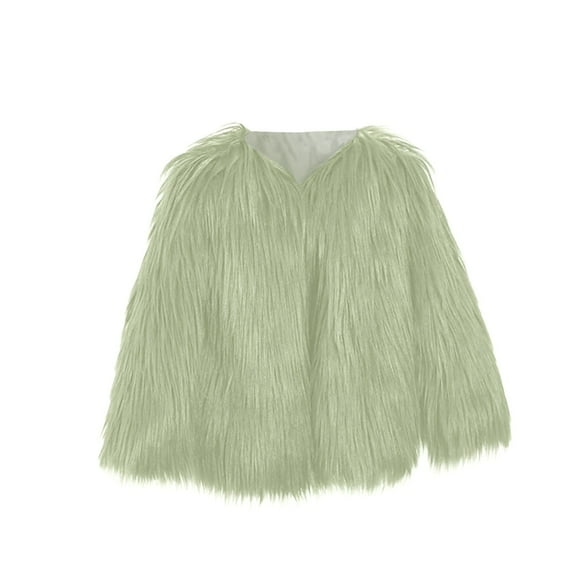 Coerni 2 to 10 Years Kids Baby Girls Long Sleeve Furry Coat Faux Fur Coat Jacket Winter Thick Warm Fleece Coat Outwear Clothes