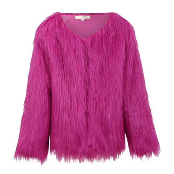 Coerni 2 to 10 Years Kids Baby Girls Long Sleeve Furry Coat Faux Fur Coat Jacket Winter Thick Warm Fleece Coat Outwear Clothes