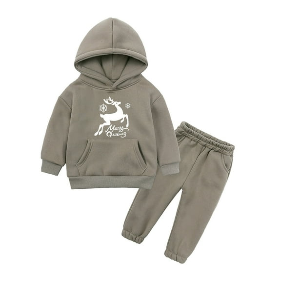 Coerni 2Pcs Baby Boys Hoodie Tops Pants Set Christmas Deer Print Sweatsuit Fall Winter Outfits Toddler Long Sleeve Tracksuits