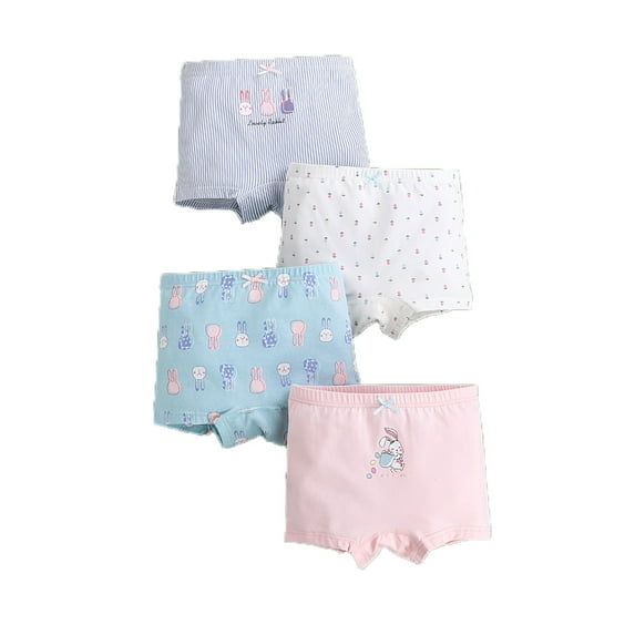 Coerni 4 Pack Kids Toddler Girls Organic Cotton Bo𝐱er Briefs Cute Bunny Printing Stretch Underwear Comfortable Underpants