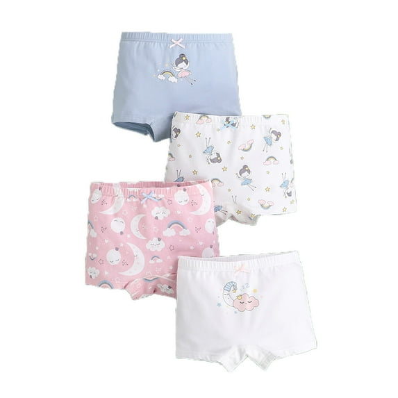 Coerni 4 Pack Kids Toddler Girls Organic Cotton Bo𝐱er Briefs Cute Bunny Printing Stretch Underwear Comfortable Underpants