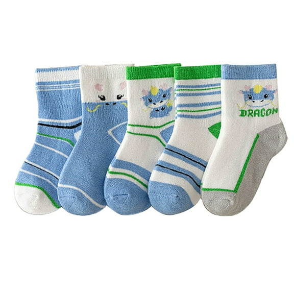 Coerni 5PC Socks Baby Mid Tube Socks Baby Floor Socks Fall Winter Boys and Girls Cute Cartoon Easter Warm Socks